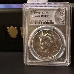 2025 Peace Silver Dollar MS70 PCGS (Peace Dollar Label)